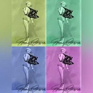 Marlyn Monroe Framed Black and White 8.5 x 11 Photograph with Purple Swirl